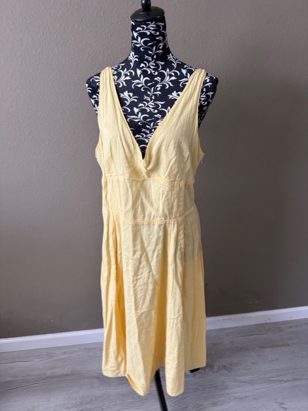 GAP Pale Yellow V-Neck Midi Dress